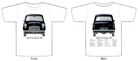 Ford Popular 100E 1959-62 T-shirt Front & Back